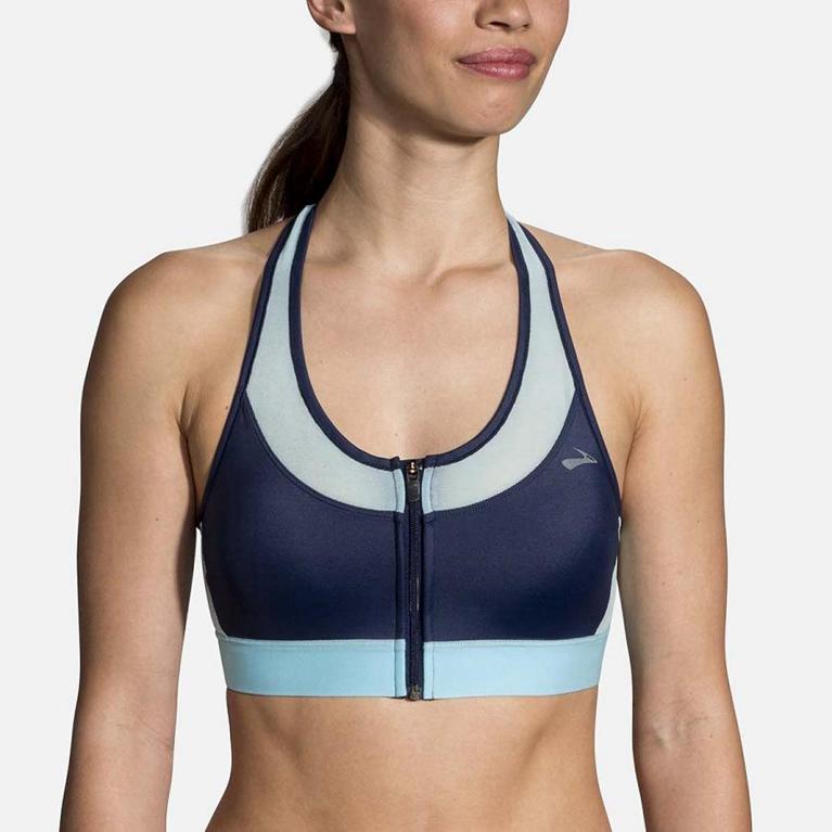 Brooks Fastforward Zip - Womens Running Bra - Blue (58139STCI)